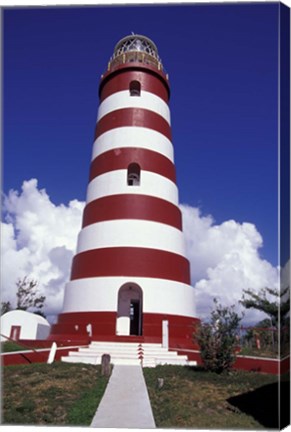 Framed Candystripe Lighthouse, Elbow Cay, Bahamas, Caribbean Print