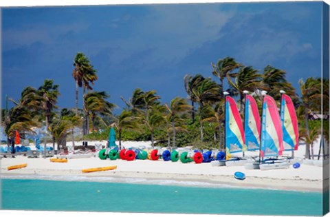 Framed Watercraft Rentals at Castaway Cay, Bahamas, Caribbean Print