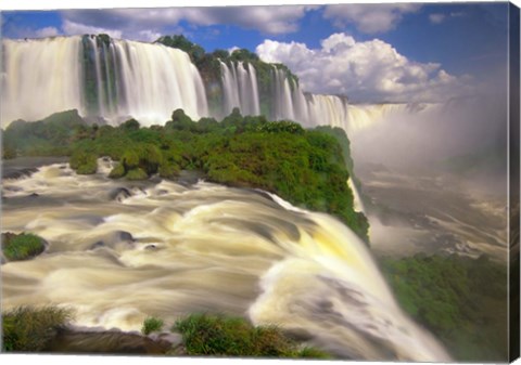 Framed Brazil, Igwacu Waterfalls into the Igwacu River Print