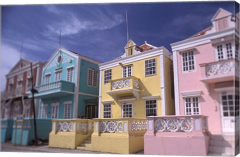 Framed Caribbean architecture, Willemstad, Curacao Print