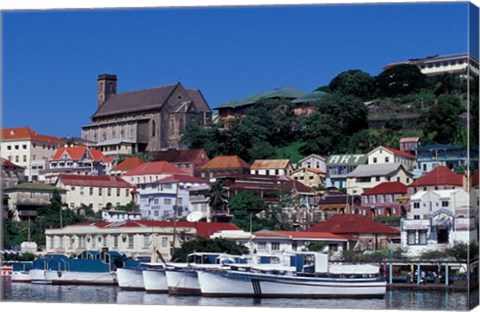 Framed Boats in Harbor, St George, Grenada, Caribbean Print