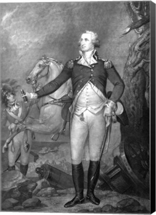 Framed General George Washington at The Battle of Trenton Print