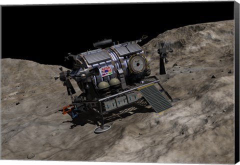 Framed manned Asteroid Lander on the surface of an asteroid Print