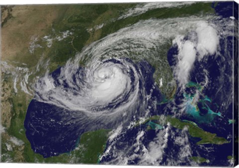 Framed Satellite view of Tropical Storm Isaac in the Gulf of Mexico Print