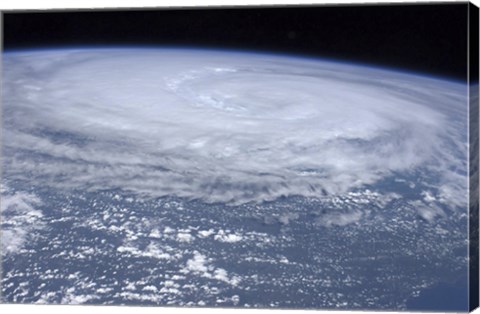 Framed View from space of Hurricane Irene off the East Coast of the United States Print