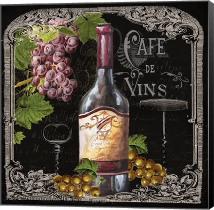 Framed Cafe de Vins Wine I Print