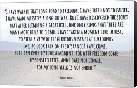 Framed Road to Freedom - Nelson Mandela Quote Print