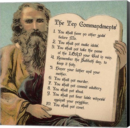 Framed Tablets of the Ten Commandments Print