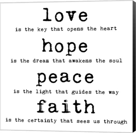 Framed Love Hope Peace Faith 1 Print