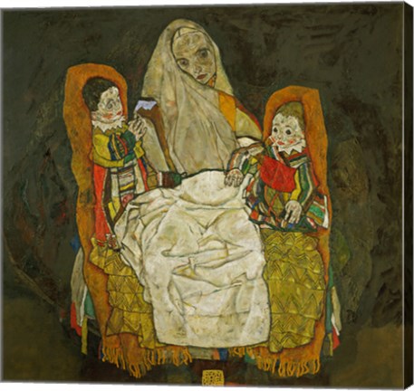 Framed Mother With Two Children, 1915 Print