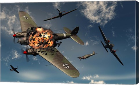 Framed British Hawker Hurricane Aircraft Attack Print