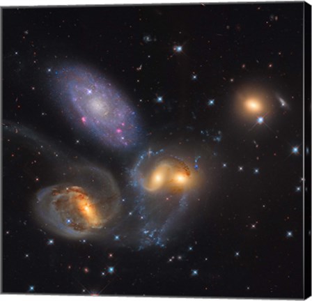 Framed Stephan&#39;s Quintet, a grouping of galaxies in the Constellation Pegasus Print