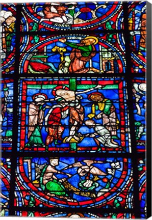 Framed Stained Glass Window in Chartres Cathedral Print