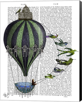 Framed Hot Air Balloon and Birds Print