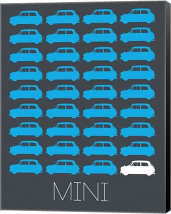 Framed Blue Mini Cooper Print