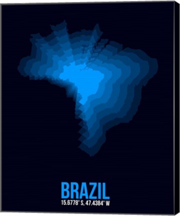 Framed Brazil Radiant Map 3 Print