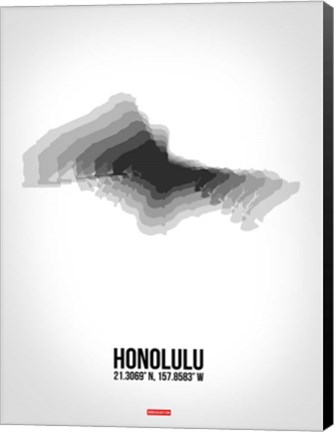 Framed Honolulu Radiant Map 6 Print