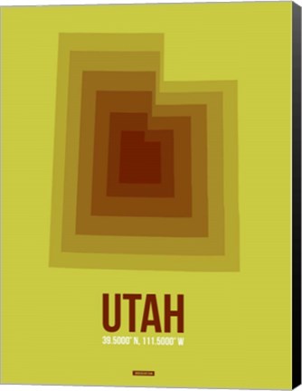 Framed Utah Radiant Map 3 Print