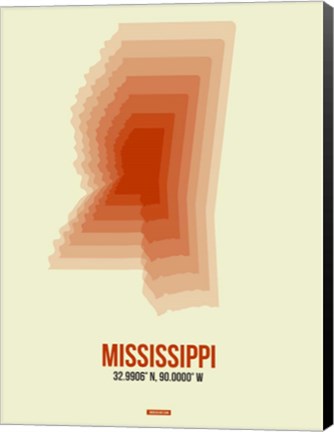 Framed Mississippi Radiant Map 1 Print