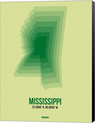 Framed Mississippi Radiant Map 3 Print