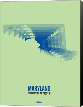 Framed Maryland Radiant Map 2 Print