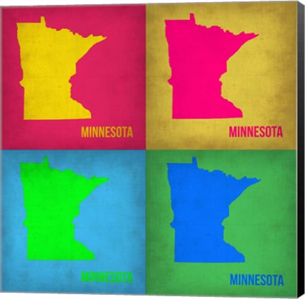 Framed Minnesota Pop Art Map 1 Print