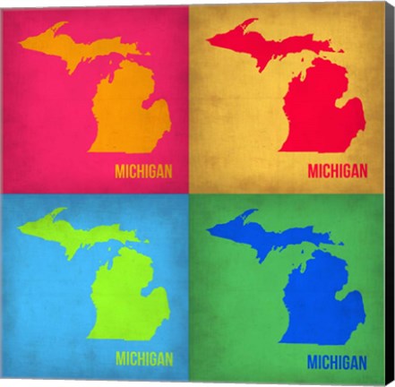 Framed Michigan Pop Art Map 1 Print