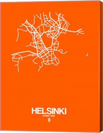 Framed Helsinki Street Map Orange Print