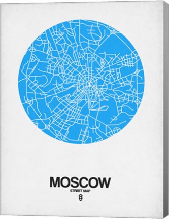 Framed Moscow Street Map Blue Print