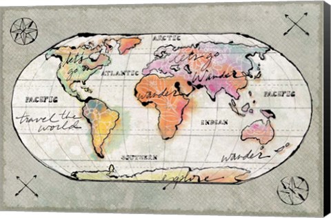 Framed Mapped Shorelines I Neutral Print