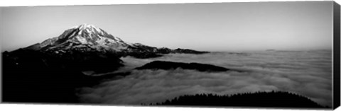 Framed Sea of clouds with mountains in the background, Mt Rainier, Washington State Print