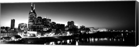 Framed Skylines at night along Cumberland River, Nashville, Tennessee Print