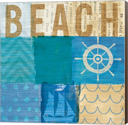 Framed Beachscape Collage IV Print