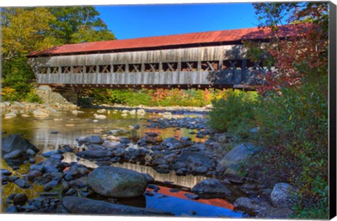 Framed Albany covered bridge over Swift River, White Mountain National Forest, New Hampshire Print