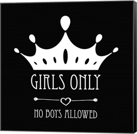 Framed Girls Only Crown Black Print