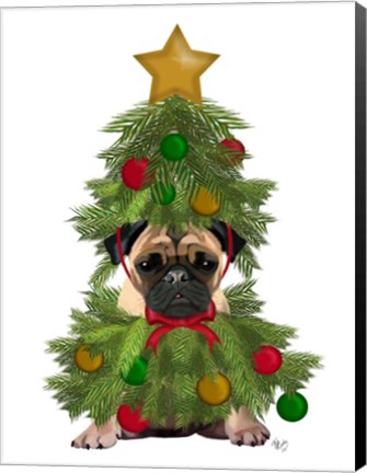 Framed Pug, Christmas Tree Costume Print