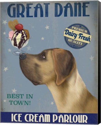 Framed Great Dane, Tan, Ice Cream Print