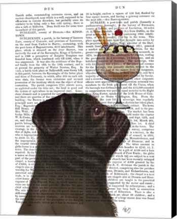 Framed Pug, Black, Ice Cream Print