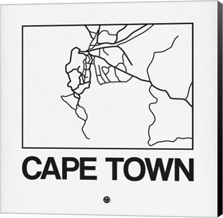 Framed White Map of Cape Town Print