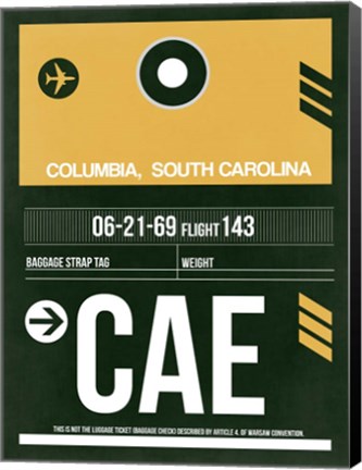 Framed CAE Columbia Luggage Tag II Print