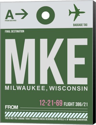 Framed MKE Milwaukee Luggage Tag II Print