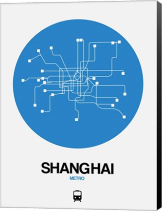 Framed Shanghai Blue Subway Map Print