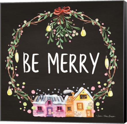 Framed Be Merry Wreath Print