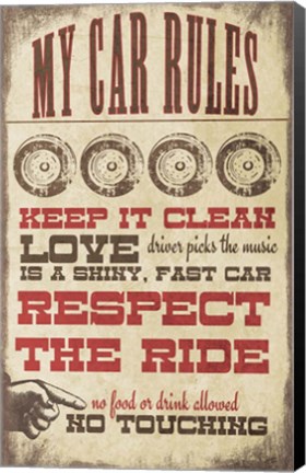 Framed My Car Rules Print