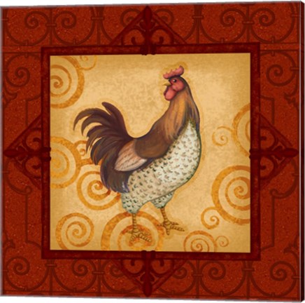 Framed Decorative Rooster IV Print