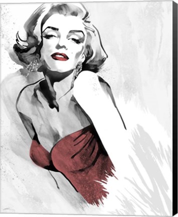 Framed Marilyn&#39;s Pose Red Dress Print