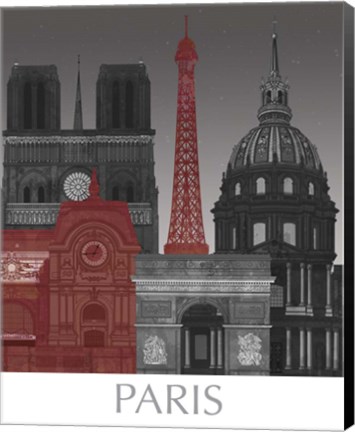 Framed Paris Elevations by Night Red Print