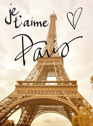 Framed Je t&#39;aime Paris Print