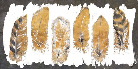 Framed Gold Watercolor Feathers Print