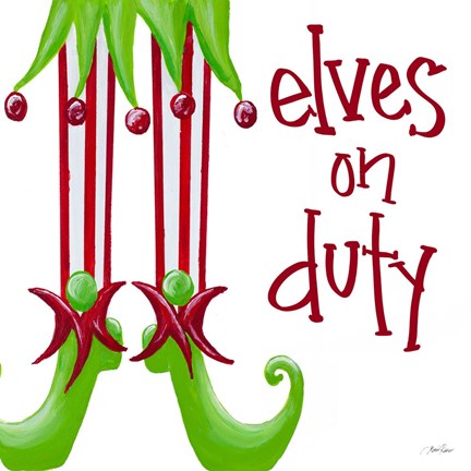 Framed Elves on Duty Square Print